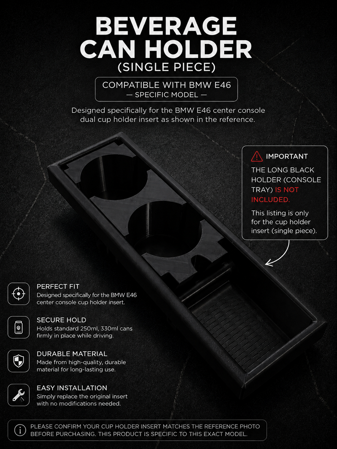 BMW E46 Cup Holder Insert – OEM Style PETG Beverage Can Holder